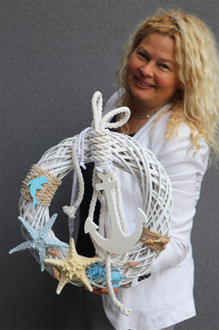 Kotwica & Rozgwiazdy 3, marynistyczny wianek do powieszenia na drzwiach, śr.41cm