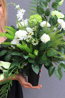 Czyste Wspomnienie, bukiet nagrobny we wkładzie, dł.60cm