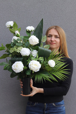 OD RĘKI Rosalia Blanca, bukiet nagrobny we wkładzie, dł.68cm