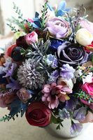 bogata kompozycja z fioletowymi kwiatami, Gerrista, wym.32x29cm