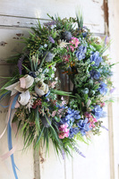 delikatny wiosenny wianek, Niebieska Łuna Round, śr.37cm 