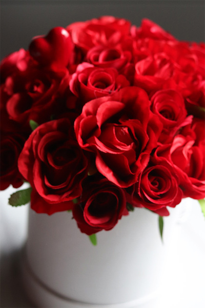 Walenty, różany flowerbox na walentynki