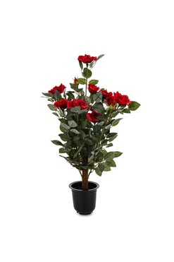 Róża, sztuczna roślina w osłonce, czerwony, wys.70x40x40cm