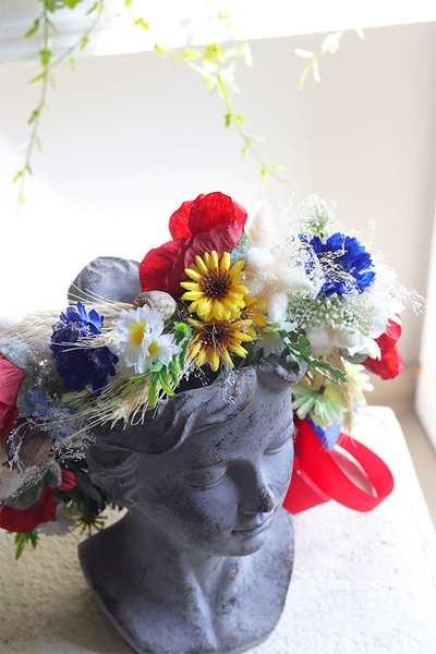 Słowiański, kwiatowy wianek na głowę