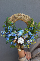 Blue Bird Spring 3, wiosenny wianek dekoracyjny z ptaszkiem