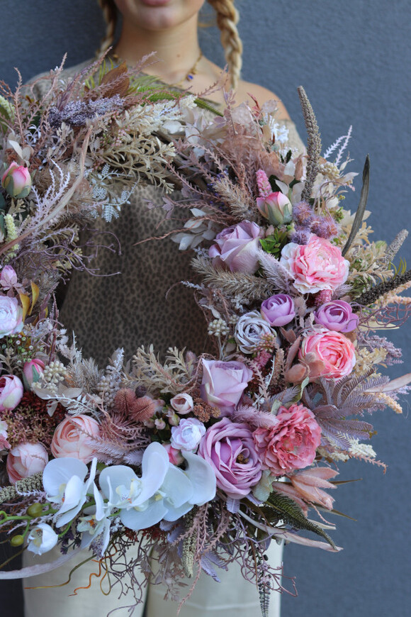 November Garden, boho jesienny wianek