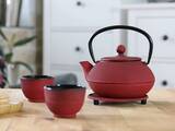 Awaji, żeliwny zestaw do herbaty, czerwony