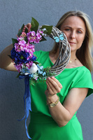 Julia, wianek na drzwi z motylem i ptaszkiem