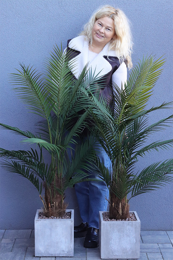 Palma Concrete Cube, sztuczna roślina w betonowej donicy