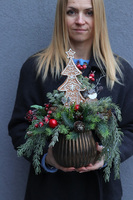 Choinkowy, świąteczny stroik z piernikową choinką