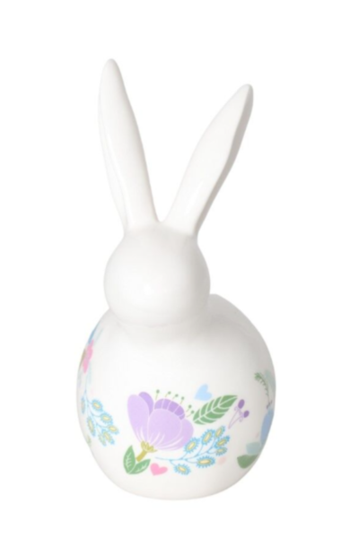 Floral Easter, figurka zając wielkanocny w kwiatki C, wym.9x15.3x18.7cm