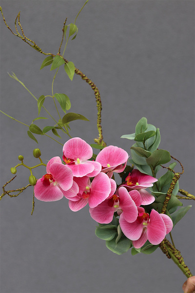 bukiet do wąskiego wazonu z gumowym storczykiem, Simple Orchid, dł.79cm