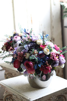 bogata kompozycja z fioletowymi kwiatami, Gerrista, wym.32x29cm