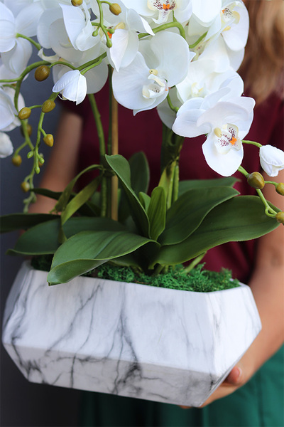 Marmurrana, sztuczny storczyk w donicy z marmurkowym wzorem, wys.60m