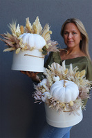 Velurowa Dynia, jesienny flowerbox z suszem, L