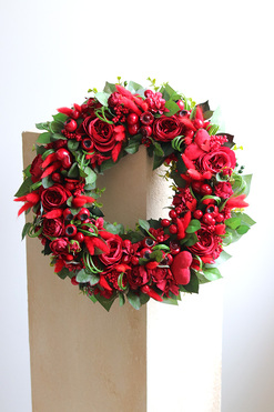 Czerwień Walentynkowa, walentynkowy wianek, śr.40cm 