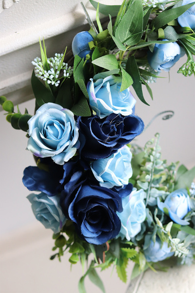 Blue Roses, asymetryczny granatowy wianek