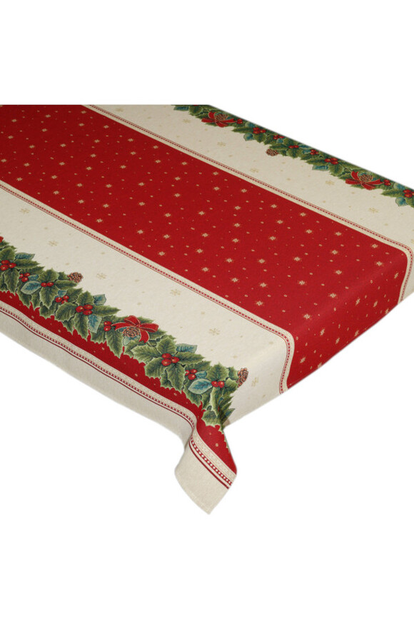 Czerwony Ostrokrzew, świąteczny obrus gobelinowy