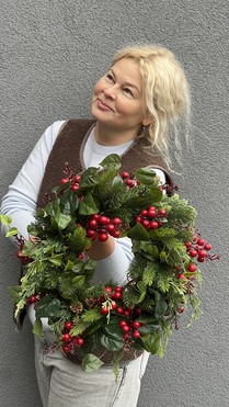 Naturalmente, świąteczny wianek na drzwi, śr.50cm