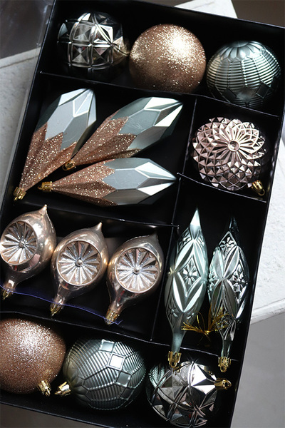 Holly Night, komplet bombek, zielono-szampański