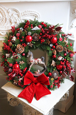 Holly Jolly Christmas, świąteczny wianek na drzwi, śr.