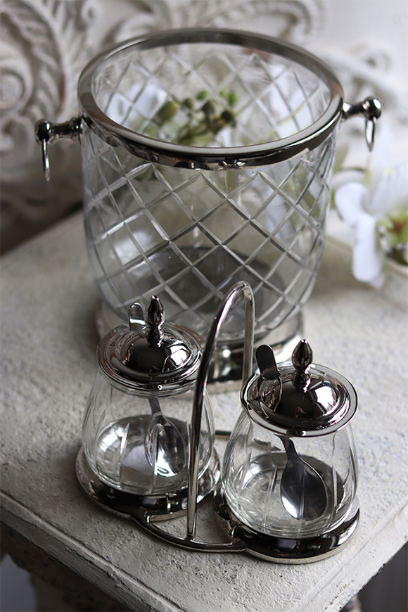 dwa pojemniki na stojaku, Lux Villa Silver Glamour