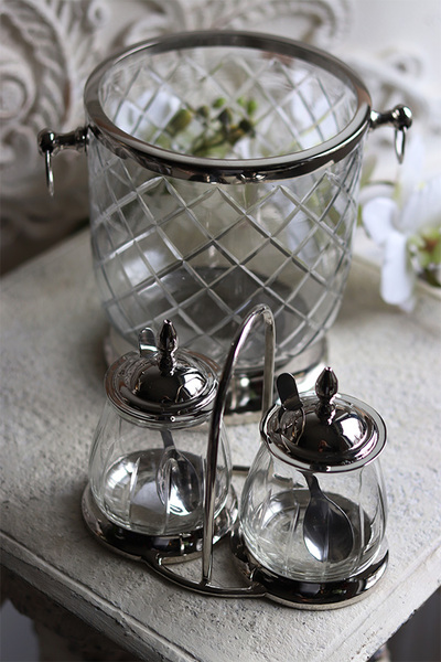 dwa pojemniki na stojaku, Lux Villa Silver Glamour