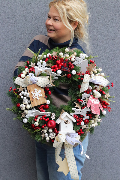 Zimowa Aura, świąteczny wianek na drzwi