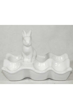 Happy, zając, podstawka na jajka, biały, wym.13.5x20x12cm