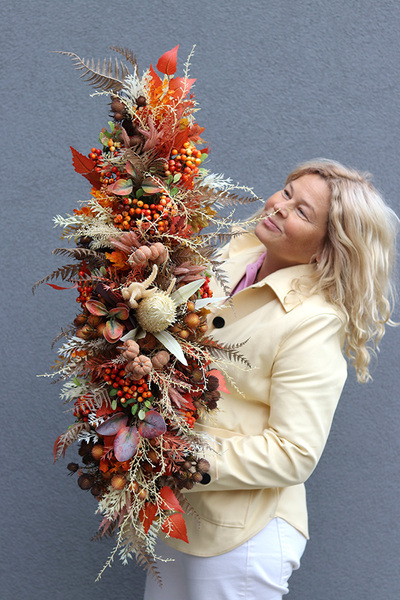 Premium Moko Autumn, jesienna kompozycja kwiatowa, wym.35x100cm