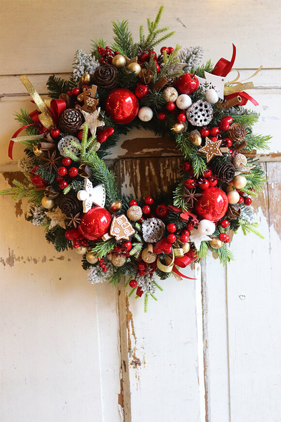 Świąteczny Kolor Big 2, bogaty wianek świąteczny LED