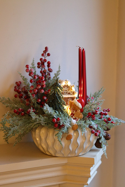 Słodki Domek, stroik świąteczny z piernikowym ludkiem