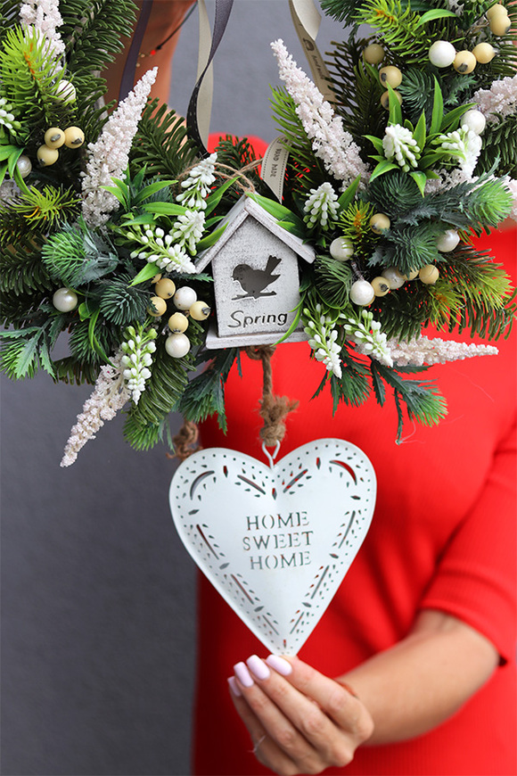 Domowe Ognisko, asymetryczny wianek z wrzosami