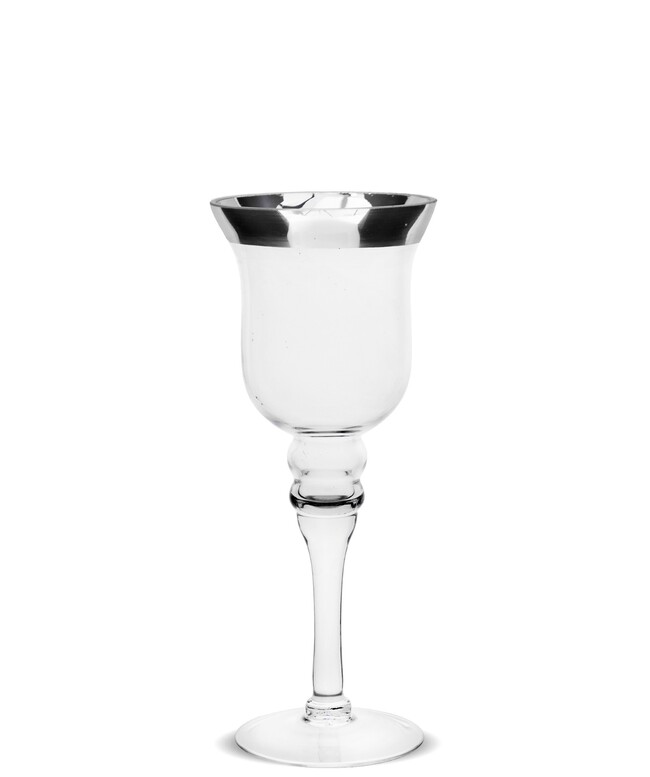 Delicate, elegancki szklany świecznik na nodze, wys.29cm