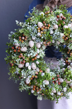 Zielona Elerena, wielkanocny wianek z jajkami, śr.45cm