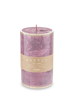 Rustic Patin, bordowa świeca walec, gruby, wys.15cm