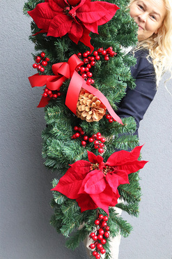 Gwiazda Betlejemska, świąteczna girlanda na kominek, dł.100cm  