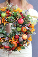 Kolorovo, jesienny wianek na drzwi, śr.35cm