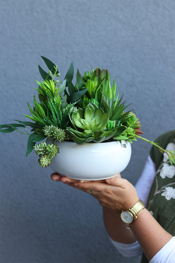 Green Betra Piano, kompozycja sukulenty w okrągłej donicy