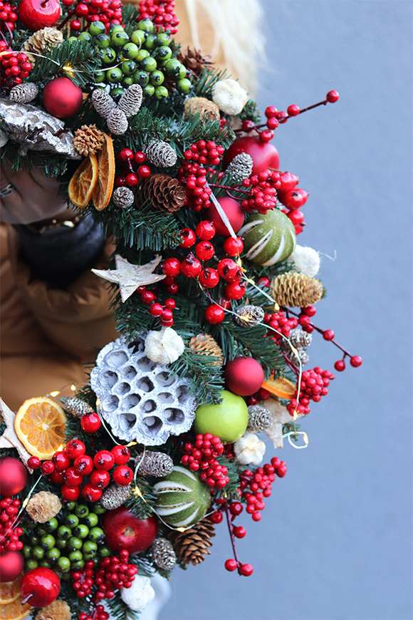 Christmas Decora , wianek świąteczny z lampkami