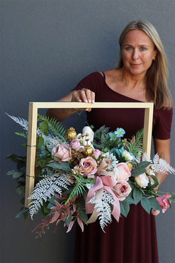 Paysage, kompozycja nagrobna w ramce,wym.40x70x53cm