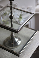 etażerka dwupiętrowa, kwadratowa, Lux Silver Silver Glamour