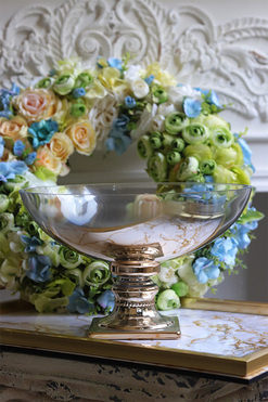 OD RĘKI patera szklana Burano Gold, wym.17x28x28cm