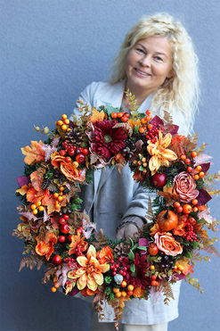 Fall Deco, jesienny wianek z pięknymi dodatkami, śr.60cm