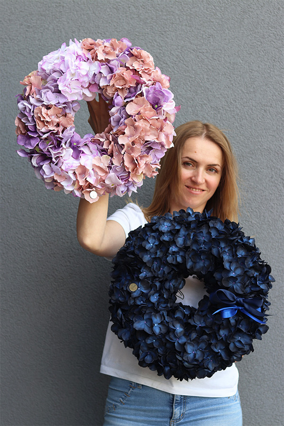 Violetta 3, wianek z fioletowych hortensji