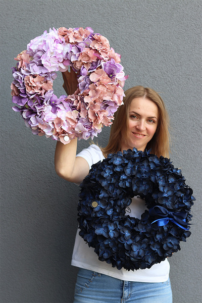 Violetta 3, wianek z fioletowych hortensji