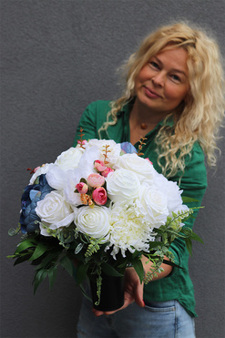 Reflina, bogaty bukiet nagrobny, wys.34cm