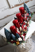 adwentowy stroik Karminowe Dzieciństwo, wym.24x46cm  