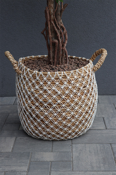 Drzewko Ficus Benjamin, sztuczne drzewo w ozdobnym koszu, wys.197cm