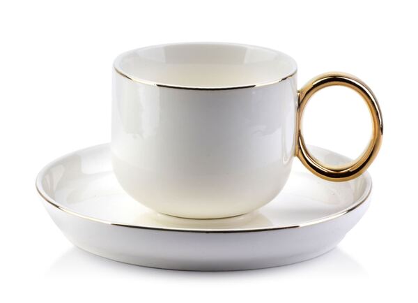 Novelty, porcelanowa filiżanka ze złotym rantem, poj.270ml